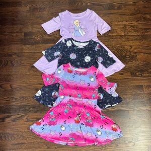 Three Girls’ Character Dresses - Elsa, Frozen 2 and Trolls, size 4T